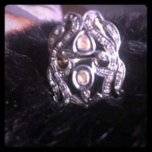 Sterling silver raw diamond “Polki” ring.